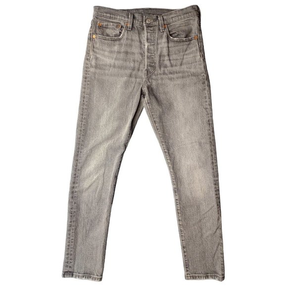 Levi’s Premium Big E 501 S Skinny Jean Black Distressed Button Fly Women 29 x 28 - Picture 1 of 9